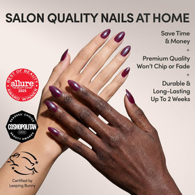 Glamnetic Press On Nails Short Almond Glazed deep purple nails