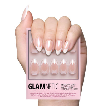 Glamnetic Press On Nails Short Almond Glazed Finish front view