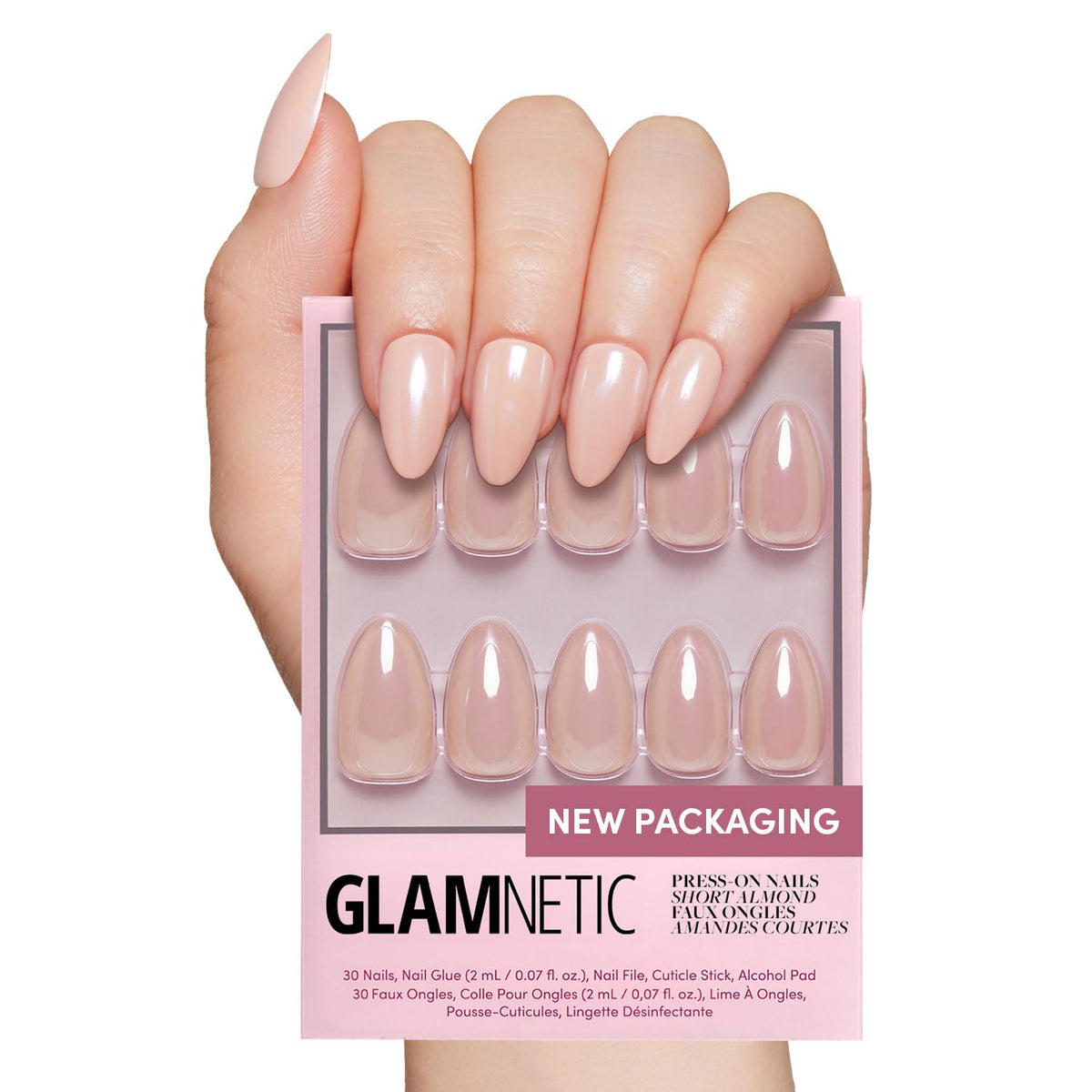 Glamnetic Press On Nails Short Almond Glazed Full Kit front view