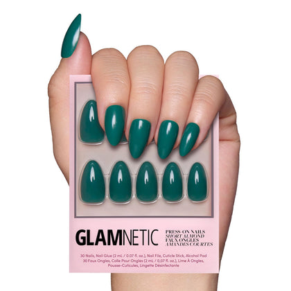 Glamnetic Press On Nails Short Almond Glossy 30 Pc Kit front view