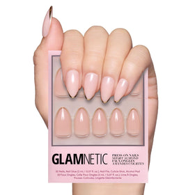 Glamnetic Press On Nails Short Almond Glossy 30 Pc Kit front view