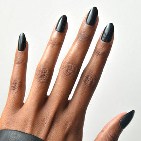 Glamnetic Press On Nails Short Almond glossy black front view