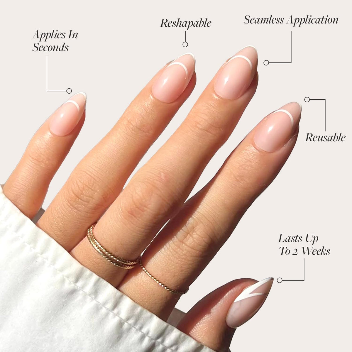Glamnetic Press On Nails Short Almond Glossy close-up of nail designs
