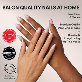 Glamnetic Press On Nails Short Almond glossy finish close-up