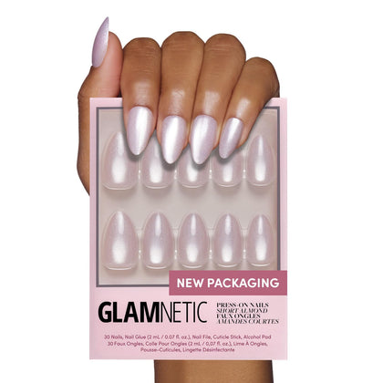 Glamnetic Press On Nails Short Almond glossy finish front view
