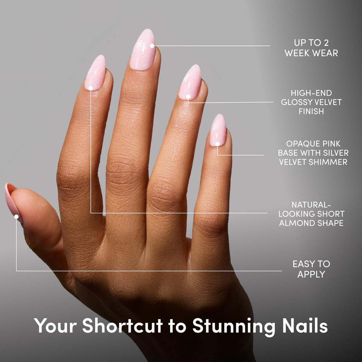 Glamnetic Press On Nails Short Almond glossy finish packaging