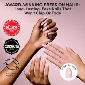 Glamnetic Press On Nails Short Almond glossy finish side view