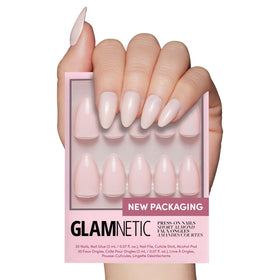 Glamnetic Press On Nails Short Almond Glossy full kit front view