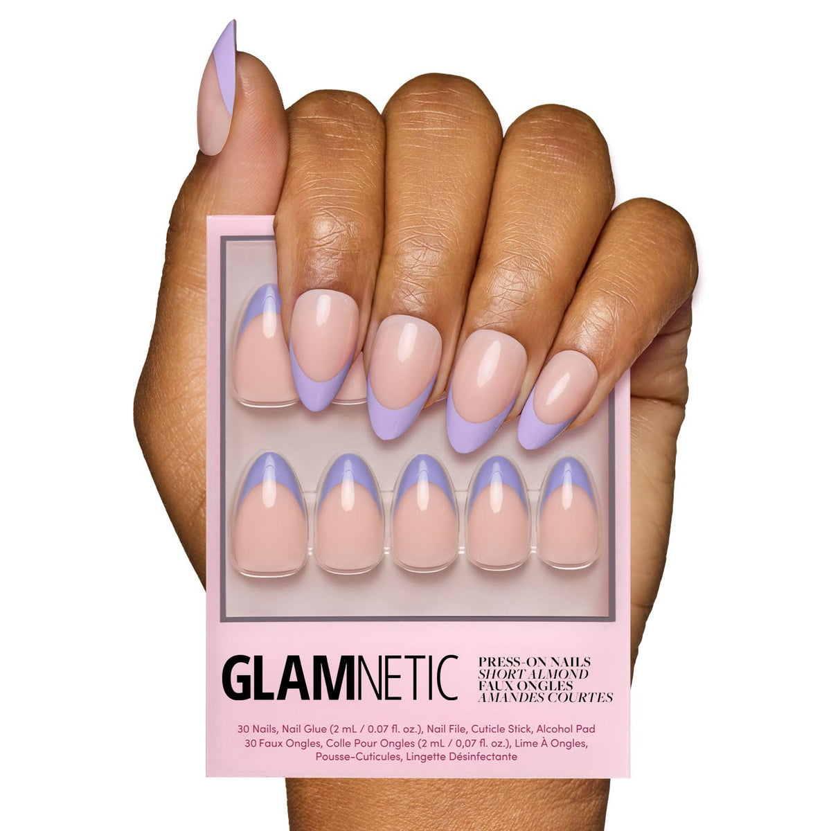 Glamnetic Press On Nails Short Almond Glossy full kit front view