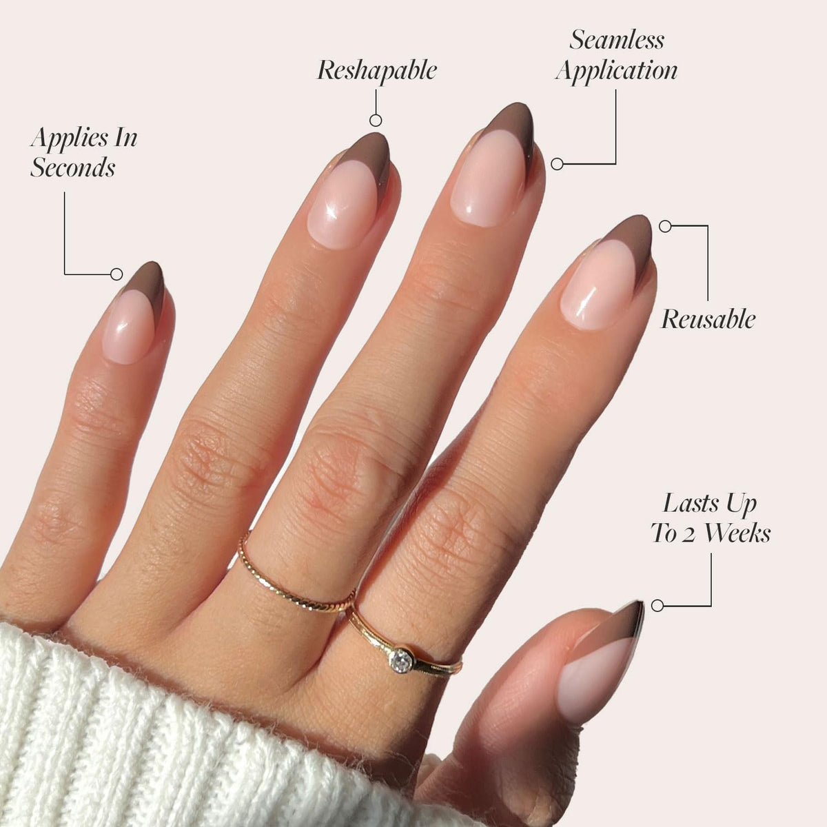 Glamnetic Press On Nails Short Almond Glossy individual nails display