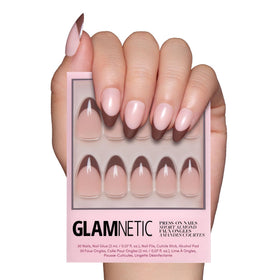 Glamnetic Press On Nails Short Almond Glossy kit front view