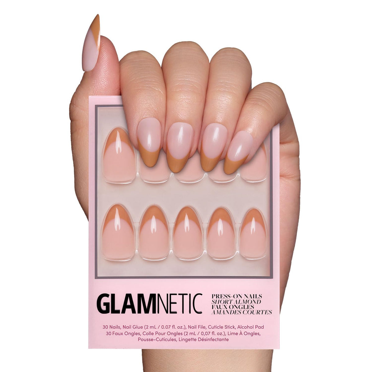 Glamnetic Press On Nails Short Almond Glossy Kit front view
