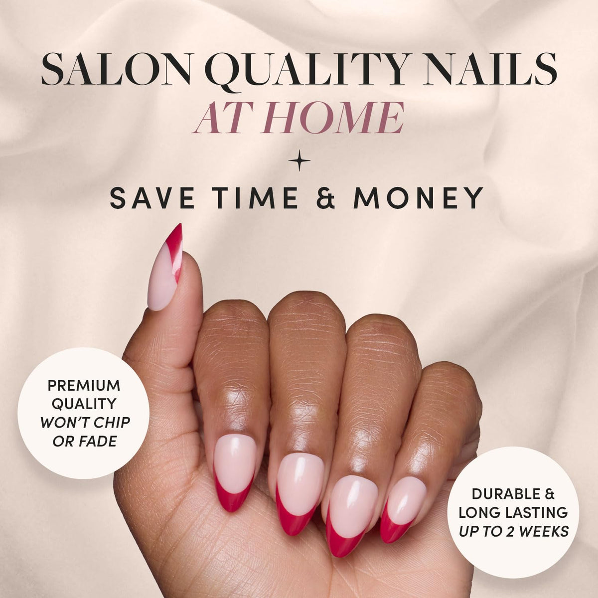 Glamnetic Press On Nails Short Almond Glossy nails in storage box