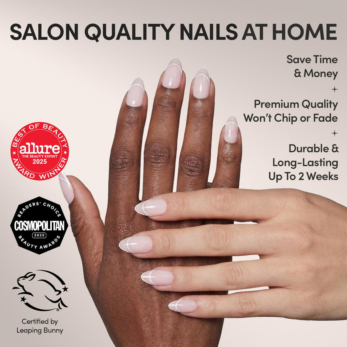 Glamnetic Press On Nails Short Almond Glossy nails in storage box