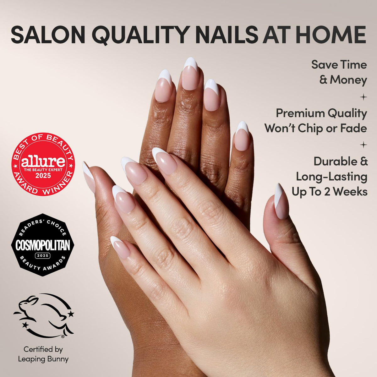 Glamnetic Press On Nails Short Almond glossy nails in various sizes