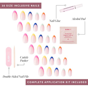 Glamnetic Press On Nails Short Almond glossy nails with accessories