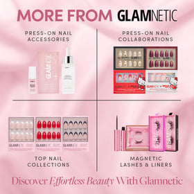 Glamnetic Press On Nails Short Almond glossy nails with cuticle stick and alcohol pad