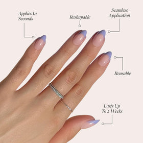 Glamnetic Press On Nails Short Almond Glossy pastel purple tips close-up