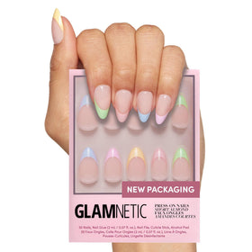 Glamnetic Press On Nails Short Almond glossy set front view