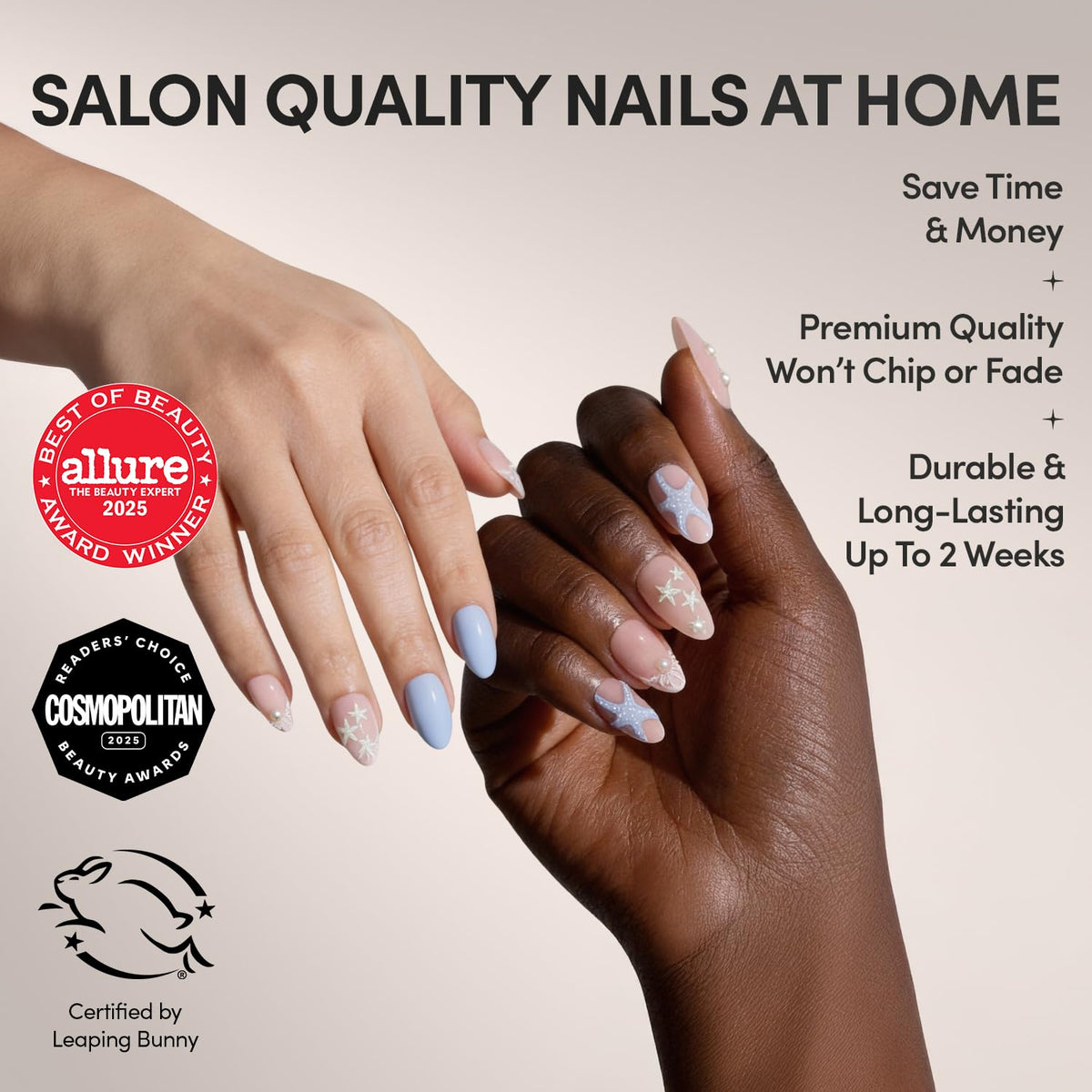 Glamnetic Press On Nails Short Almond glossy side view