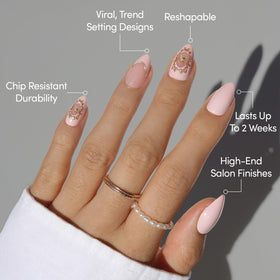 Glamnetic Press On Nails Short Almond glossy with accessories