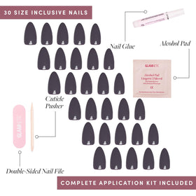 Glamnetic Press On Nails Short Almond Glossy with cuticle stick