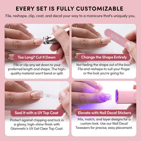 Glamnetic Press On Nails Short Almond glossy with seashell accents