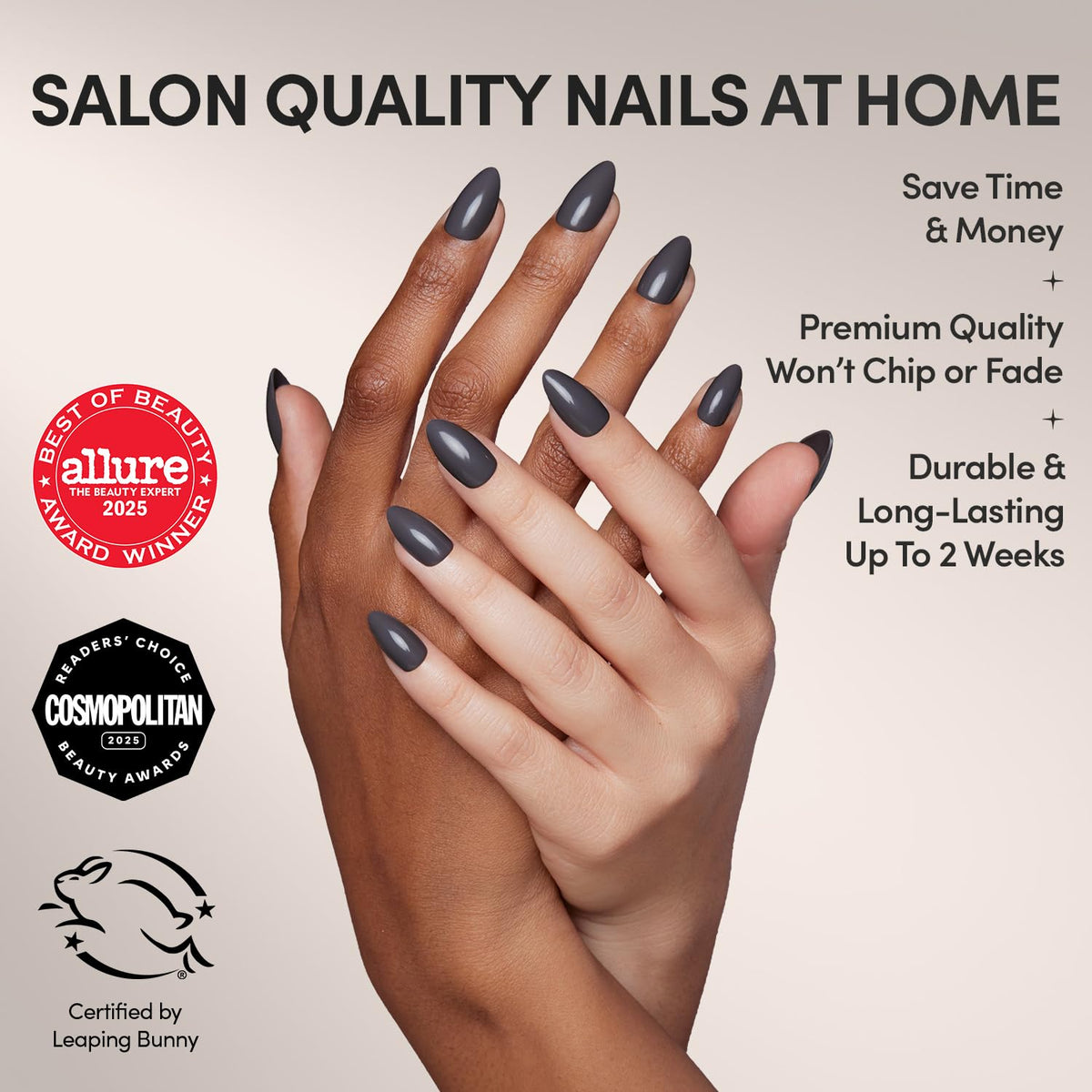 Glamnetic Press On Nails Short Almond Glossy with storage box