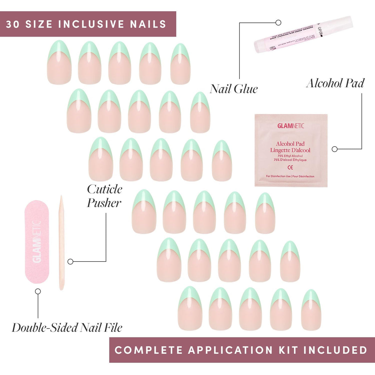 Glamnetic Press On Nails Short Almond in use on hands