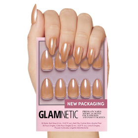 Glamnetic Press On Nails Short Almond kit front view with storage box