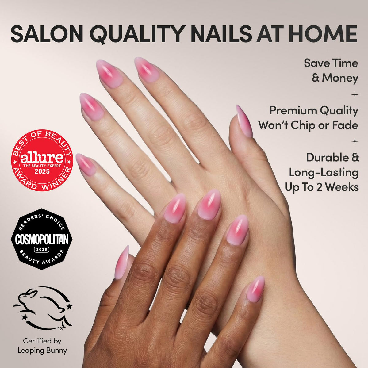 Glamnetic Press On Nails Short Almond kit with storage box and accessories