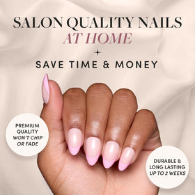 Glamnetic Press On Nails Short Almond light pastel pink French tips
