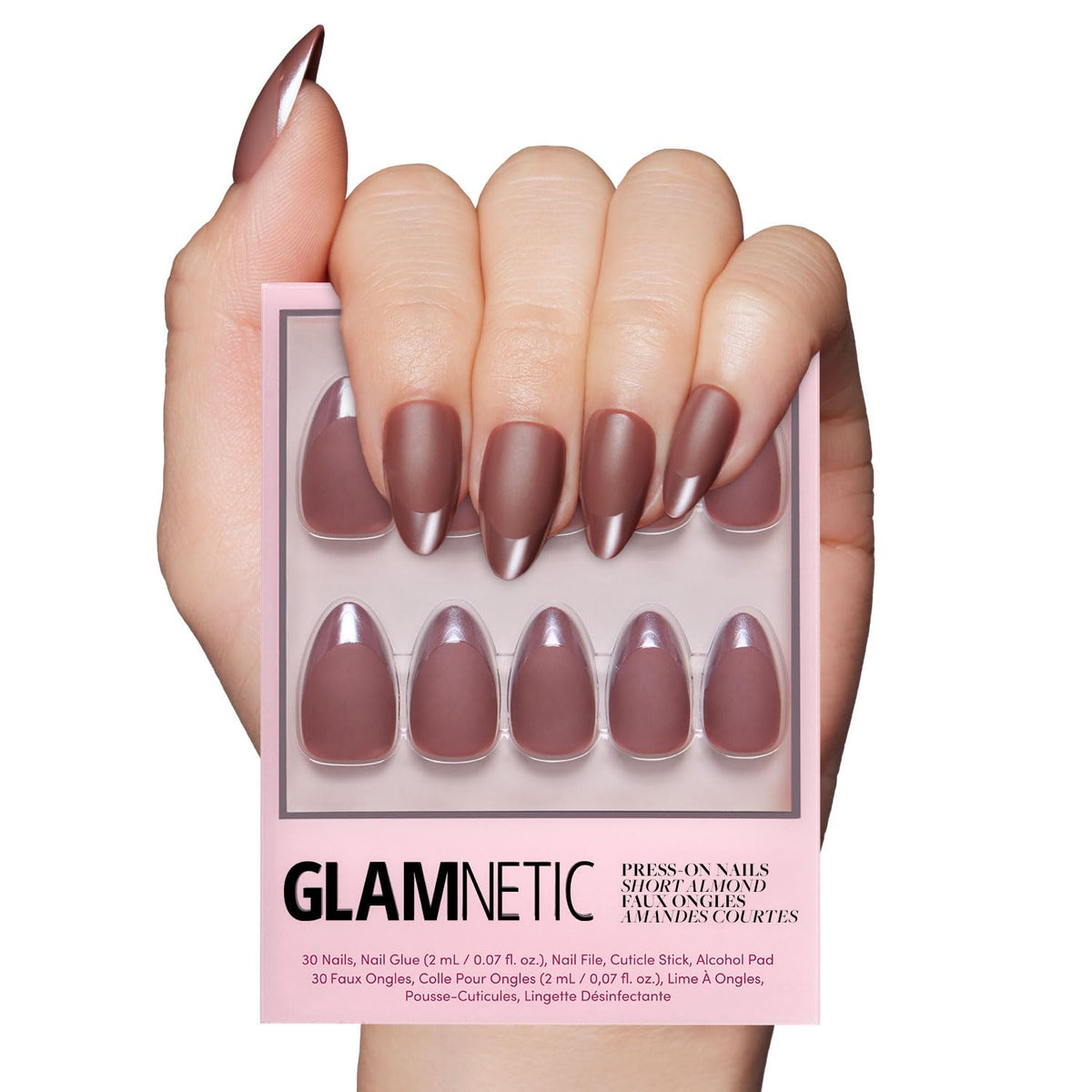 Glamnetic Press On Nails Short Almond Matte full kit packaging