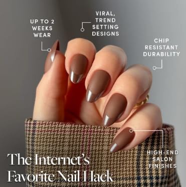 Glamnetic Press On Nails Short Almond Matte glossy French tip detail
