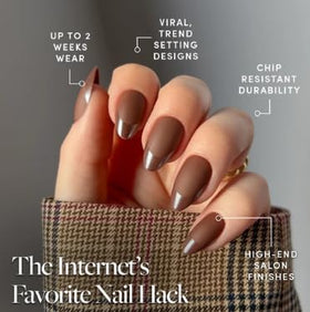 Glamnetic Press On Nails Short Almond Matte glossy French tip detail