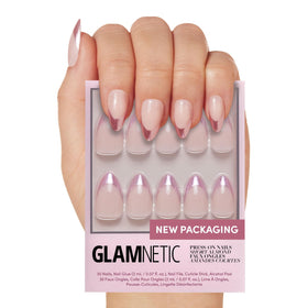 Glamnetic Press On Nails Short Almond Metallic Kit packaging front view