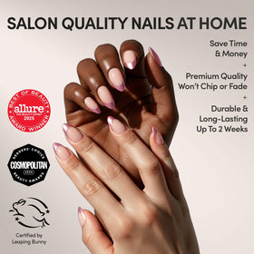 Glamnetic Press On Nails Short Almond Metallic Kit with nails displayed