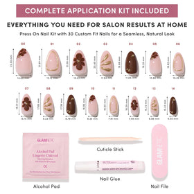 Glamnetic Press On Nails Short Almond on model's hands