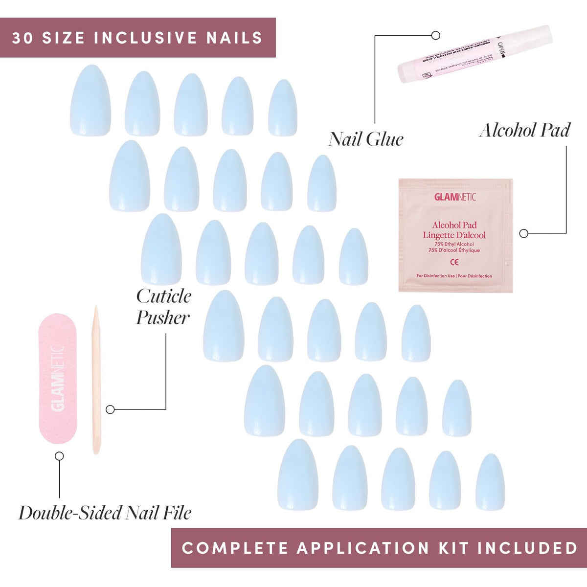 Glamnetic Press On Nails Short Almond packaging details