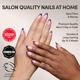Glamnetic Press On Nails Short Almond Plum Dark Purple side view