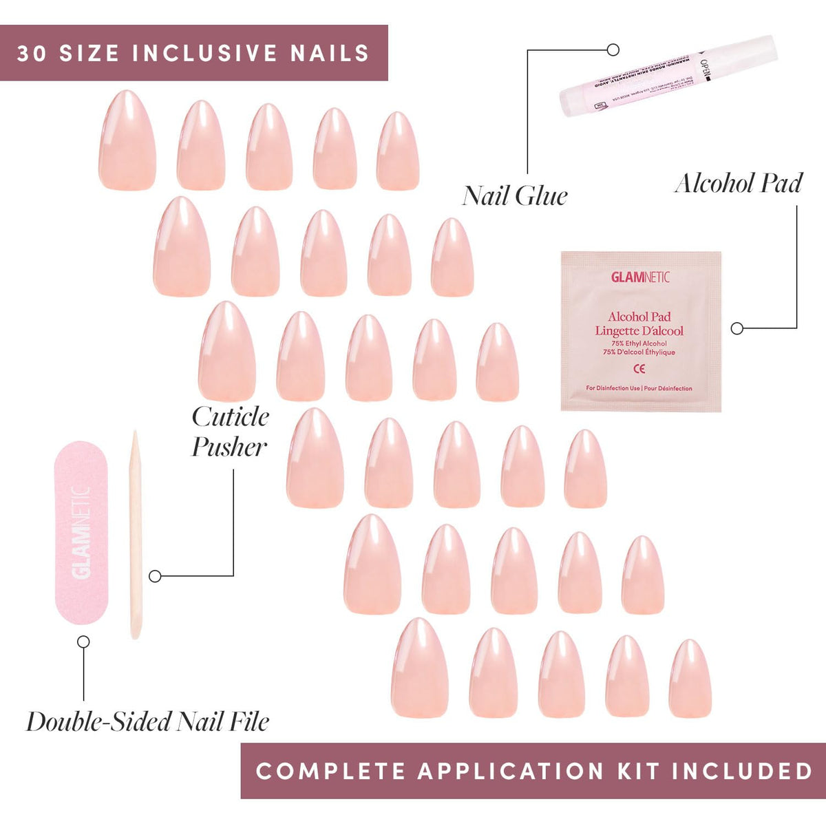 Glamnetic Press On Nails Short Almond shape overview