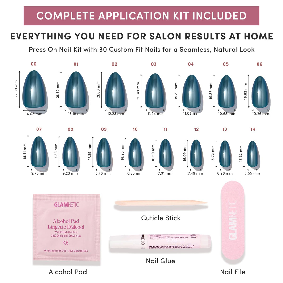 Glamnetic Press On Nails Short Almond showing application process