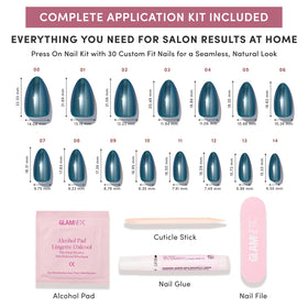Glamnetic Press On Nails Short Almond showing application process