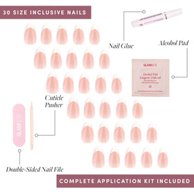 Glamnetic Press On Nails Short Almond showing various sizes