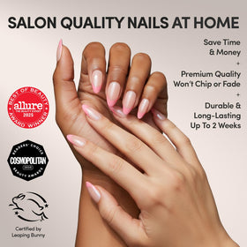 Glamnetic Press On Nails Short Almond with bubble gum glaze finish