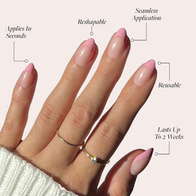 Glamnetic Press On Nails Short Almond with nail glue and accessories