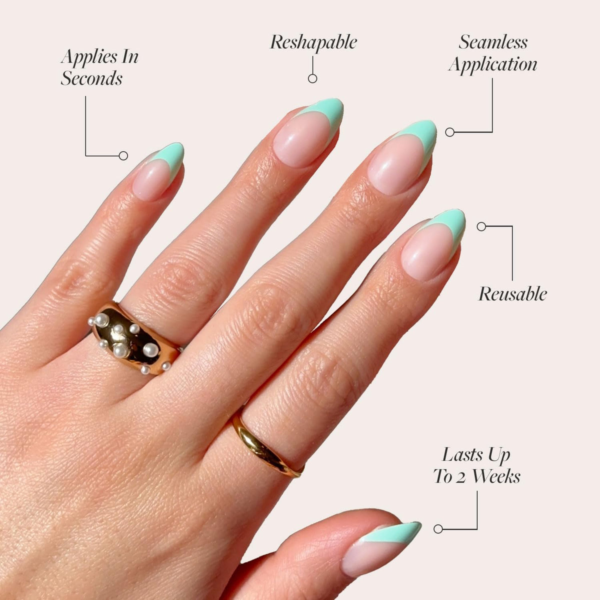Glamnetic Press On Nails Short Almond with nail glue and accessories