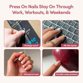 Glamnetic Press On Nails Short Oval Glossy displayed on a hand