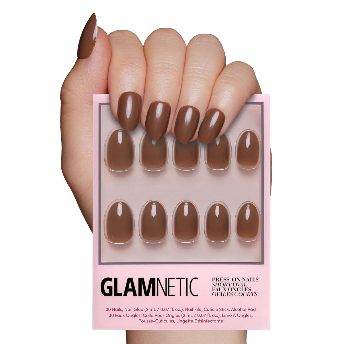 Glamnetic Press On Nails Short Oval Glossy full kit front view