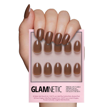 Glamnetic Press On Nails Short Oval Glossy full kit front view